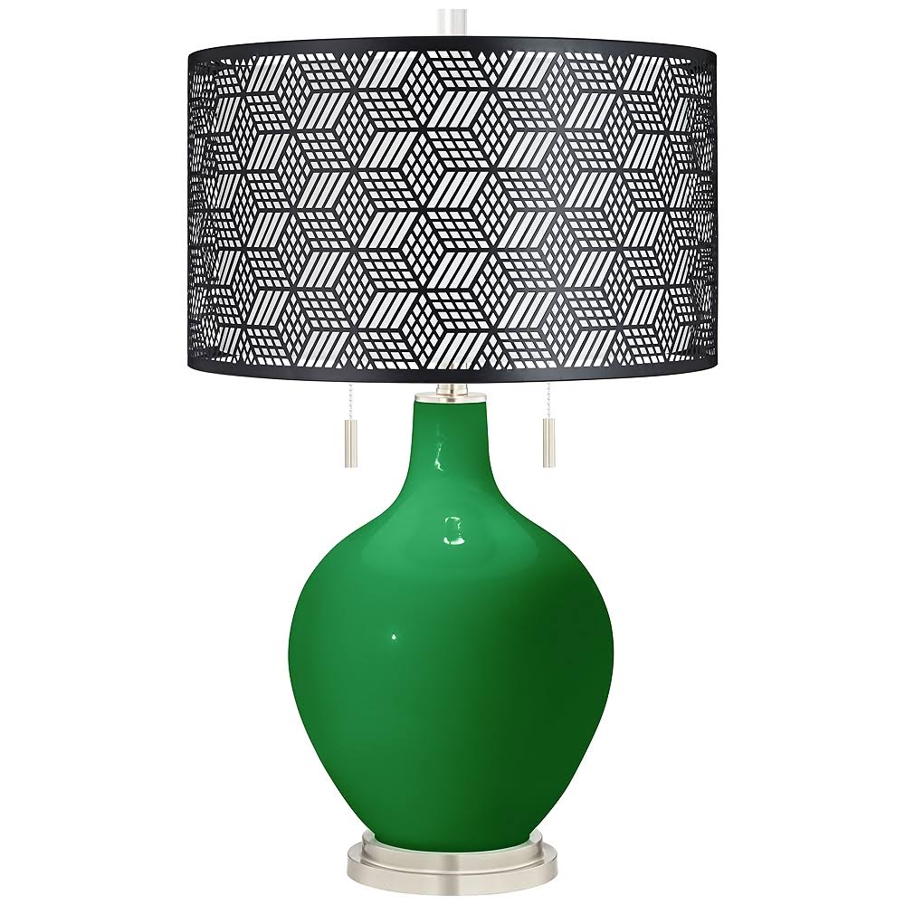 Color + Plus Envy Toby Table Lamp with Black Metal Shade, Blue