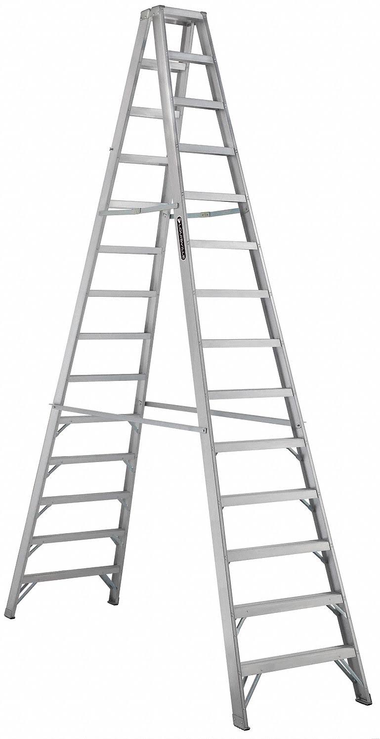Louisville AM1014 14 ft. Aluminum 300 lb. Capacity Twin Stepladder iA