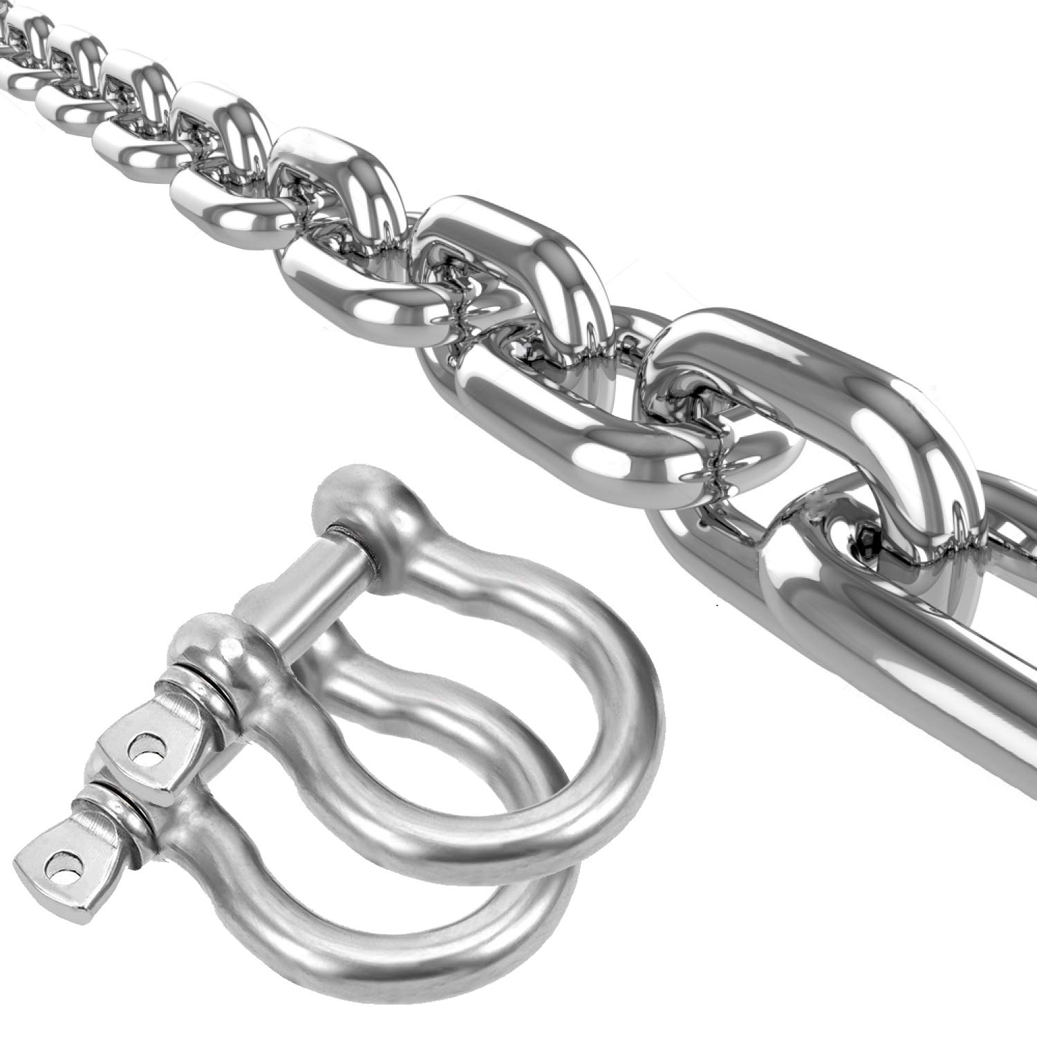 Stainless Steel Chain, Lsqurel 6.5ft 13ft Metal Chain Utility Chain Heavy Duty Chain for Guardrail, Swing, Lifting, Trailer etc (1/4in-6.5ft) Pack of 2