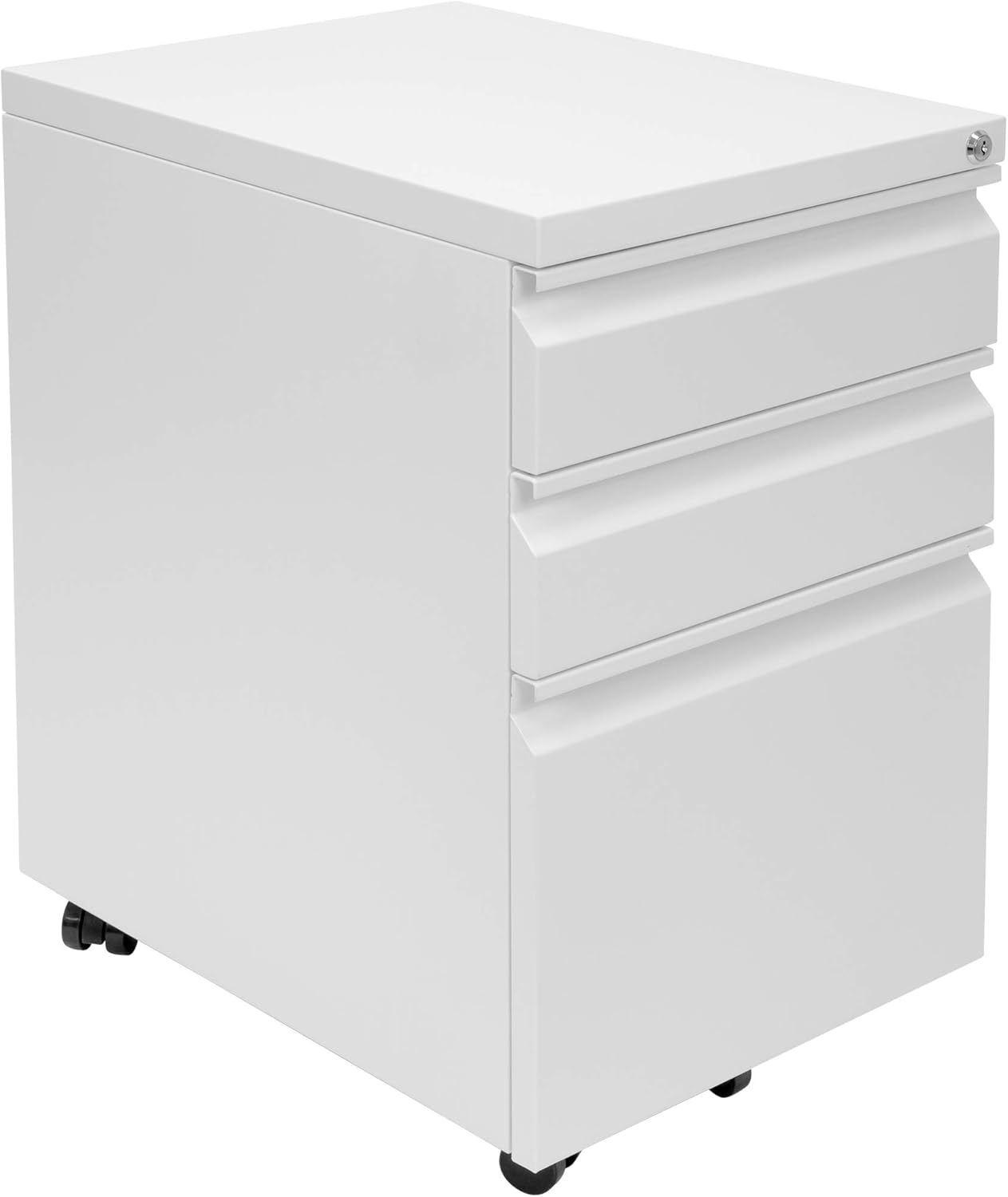 MOUNT-IT! Mobile File Cabinet with 3 Drawers | Under Desk Rolling Storage with Lock for Supplies, Files, and Materials, Mobile Space Saving for Home and Office