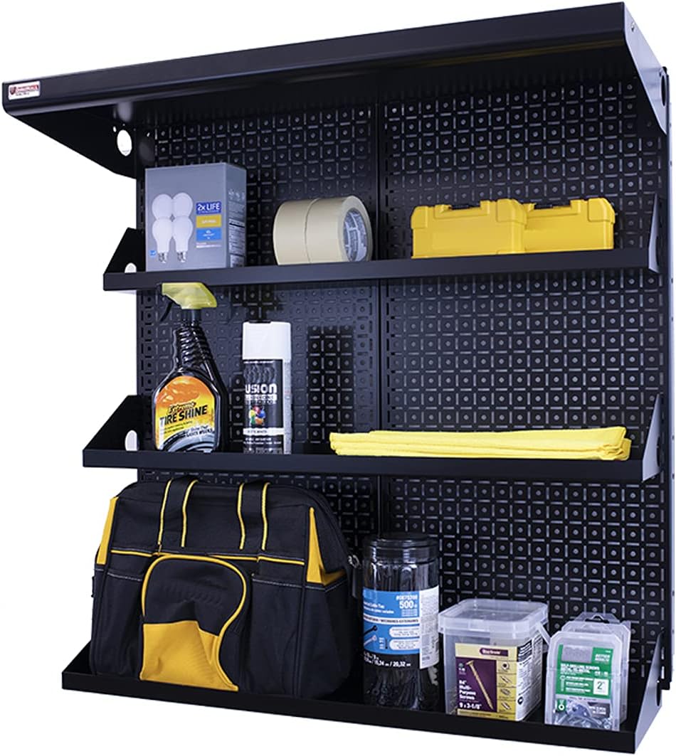 Metal Pegboard Shelving Organization System OmniWall Shelving Kit 32