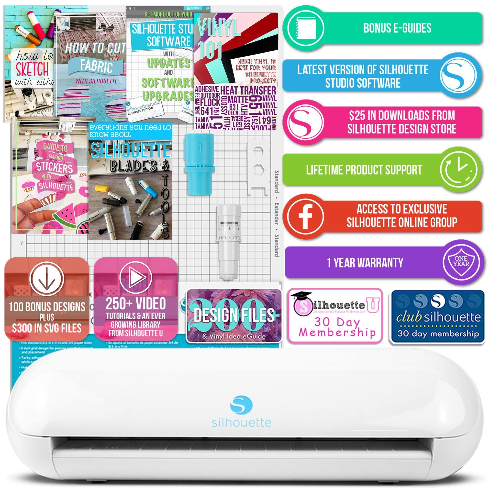 Silhouette Portrait 3 w/ 26 Oracal 651 Vinyl, Guides, Sketch Pens, and More