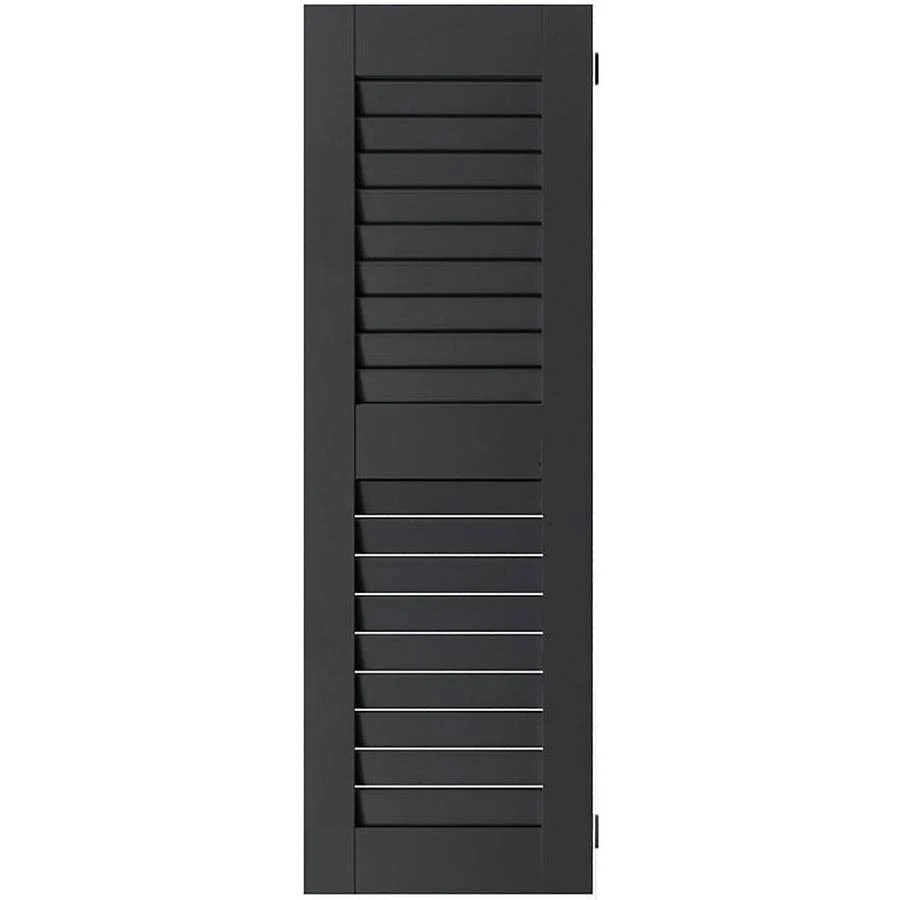 Ekena Millwork 12 in. x 59 in. Exterior Real Wood Pine Open Louvered Shutters Pair Black