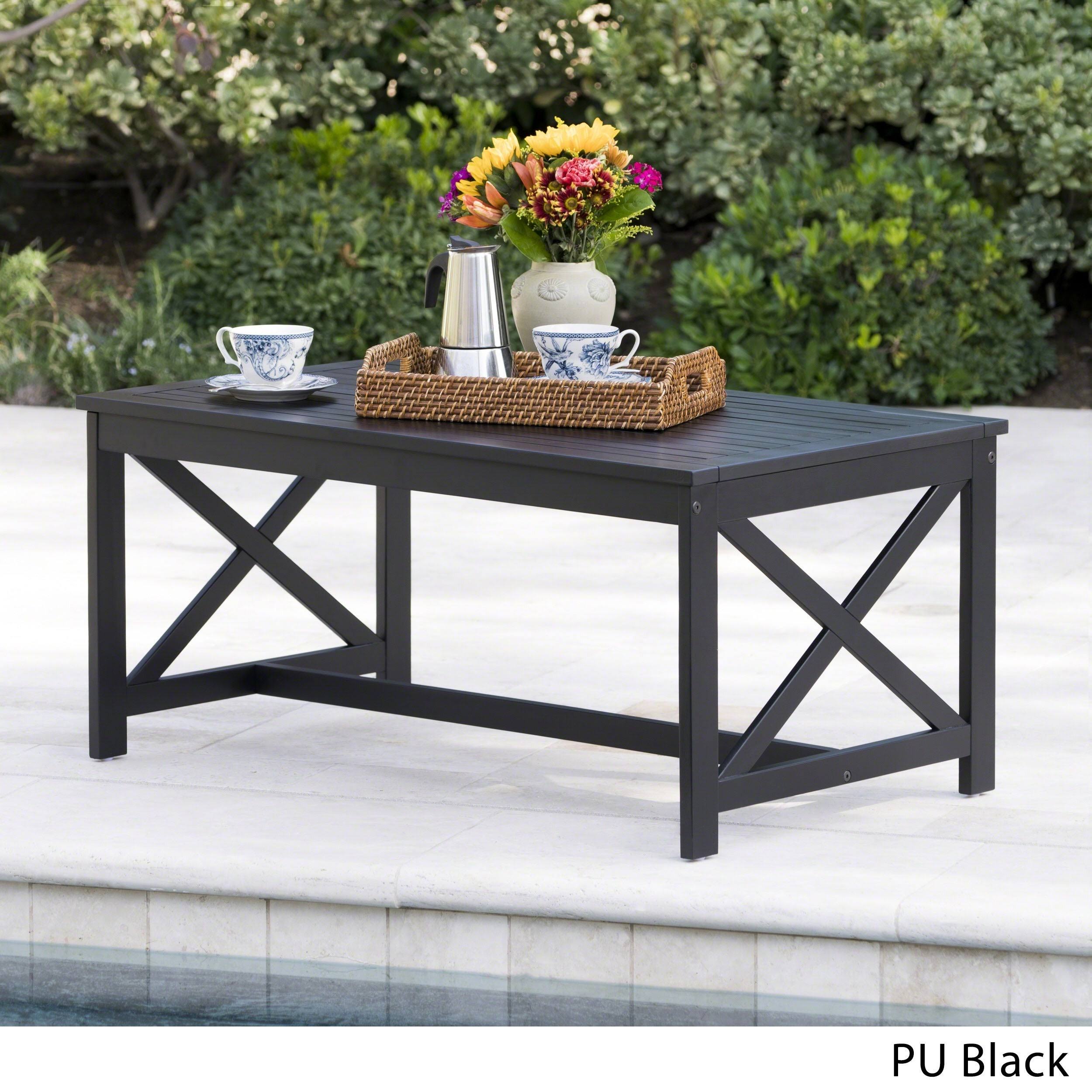 Christopher Knight Home Ivan Outdoor Rectangle Wood Coffee Table by, Black