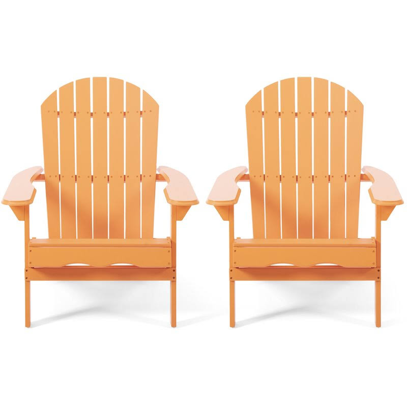Malibu Outdoor Wood Adirondack Chair, Set of 2, Tangerine