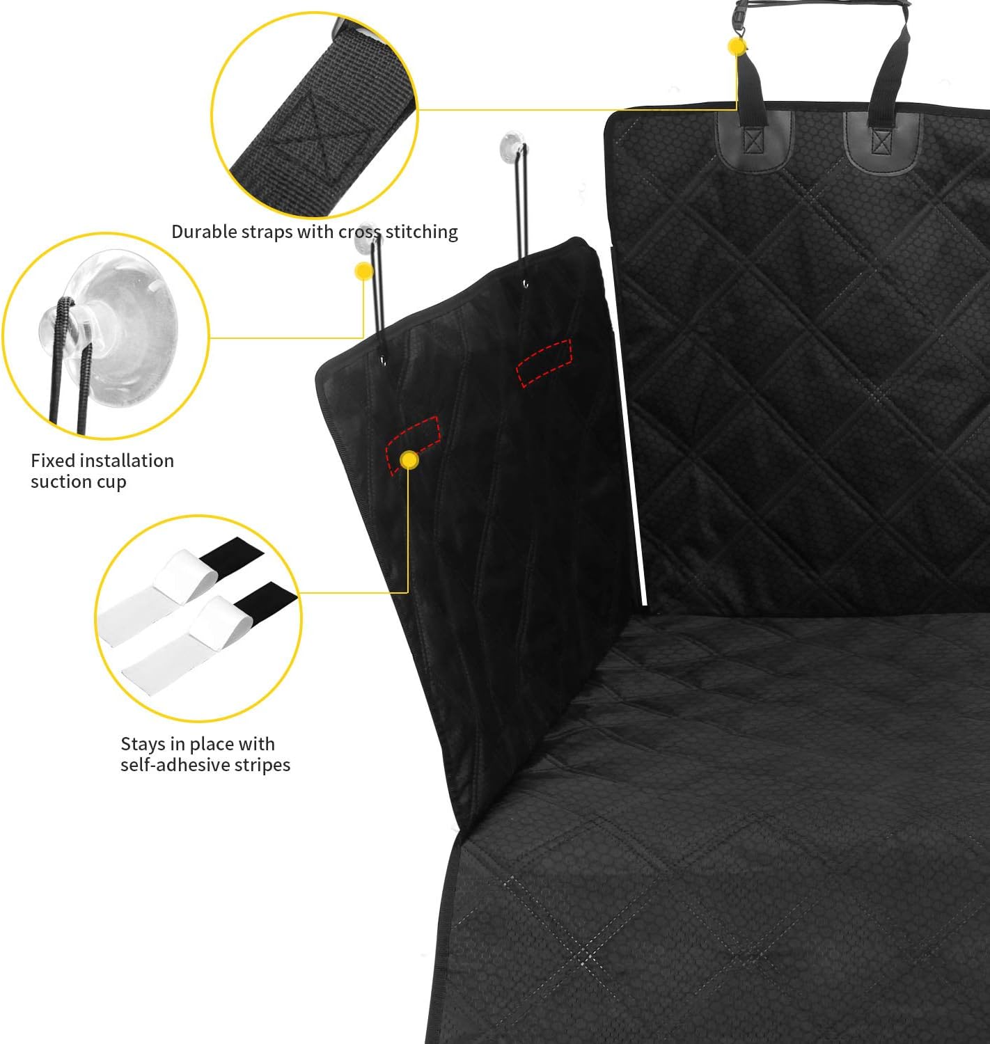 AMOCHIEN SUV Cargo Liner for Dogs, Waterproof Dog Cargo Liner with Side Walls Protector and Bumper Flap, Non-Slip Backing Cargo Pet Liner for SUV Medium&Large Black