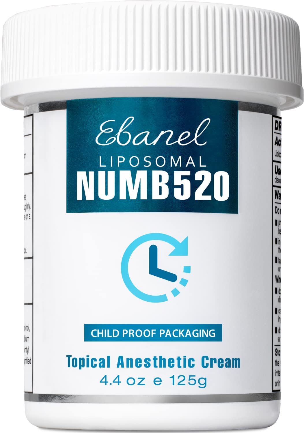 Ebanel 5% Lidocaine Topical Numbing Cream Maximum Strength, 4.4 Oz, Numb520 Pain Relief Cream Anesthetic Cream Infused with Aloe Vera, Vitamin E, Lecithin, Allantoin, Secured with Child Resistant Cap Pack of 2