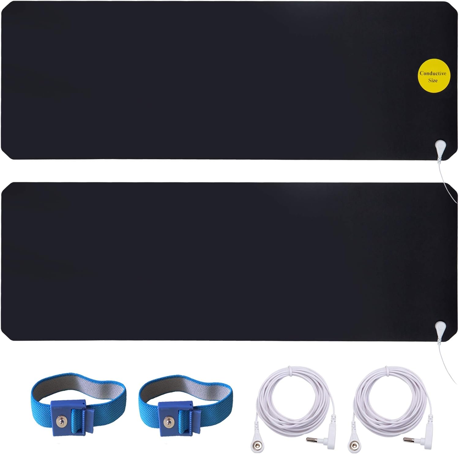 LandKissing Grounding Mats Kit (2sets) for Healthy Earth Energy with 2 Grounding Wrist Band and 2 Straight Cords Pack of 2