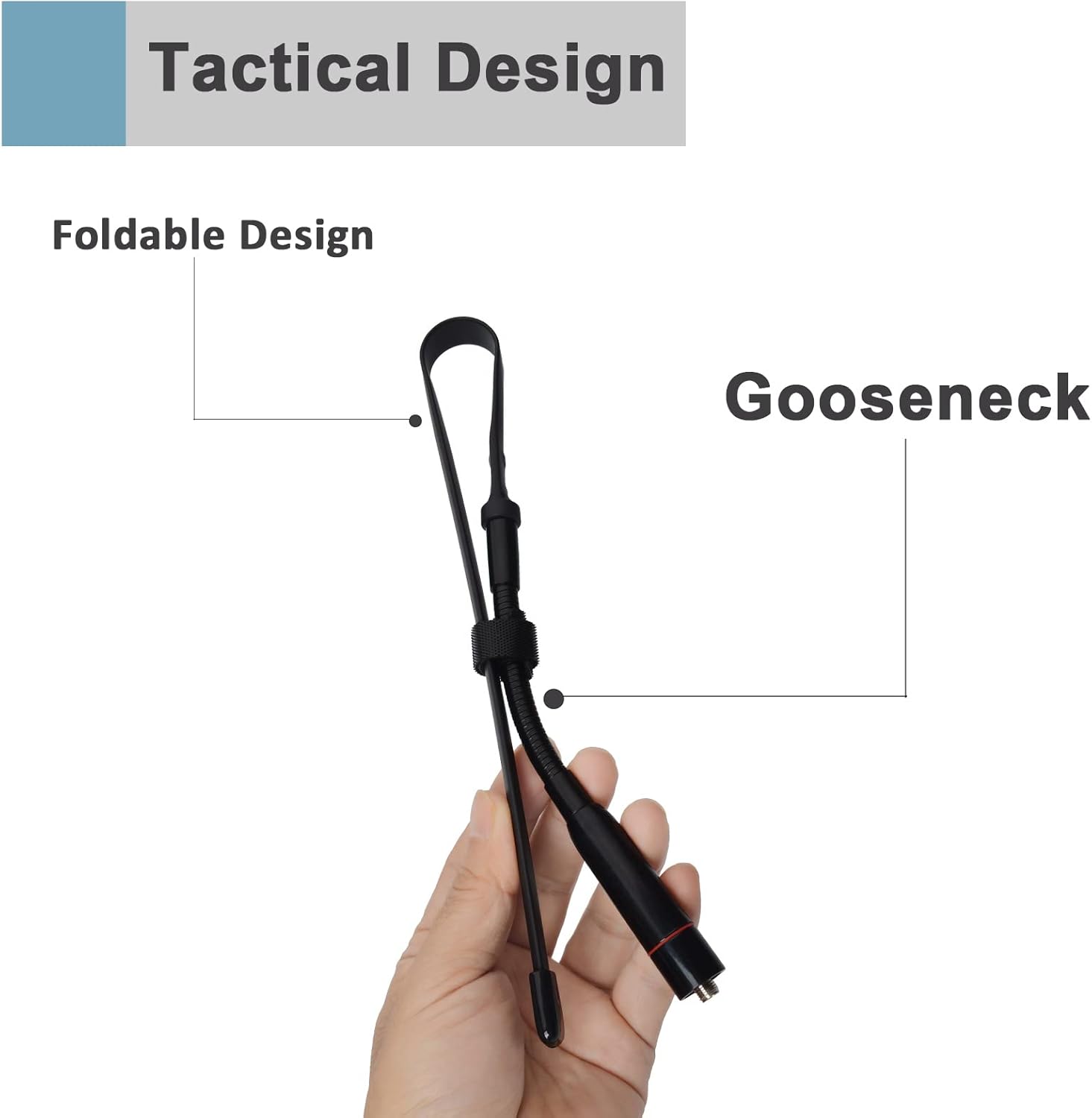 HYS Tactical Foldable Whip Antenna, SMA-Feamle, VHF UHF 144/430Mhz, Gooseneck Antenna for Kenwood TYT Retevis BAOFENG UV-82 UV-B5 GT-3 BF-F8HP UV-5RA UV-5RE UV-5R Two-Way Radio Scanner Pack of 2