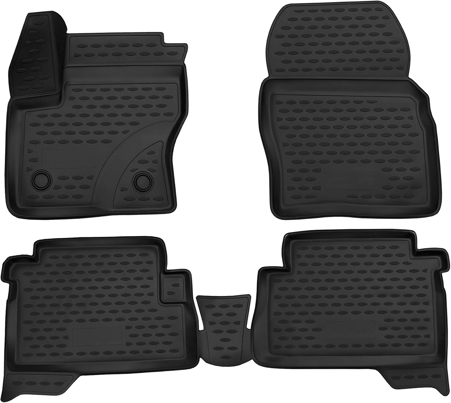 2013-2019 Ford Escape / 2013-2019 Ford C-Max Floor Mats Front & 2nd Row Seat Liner Set (Black)