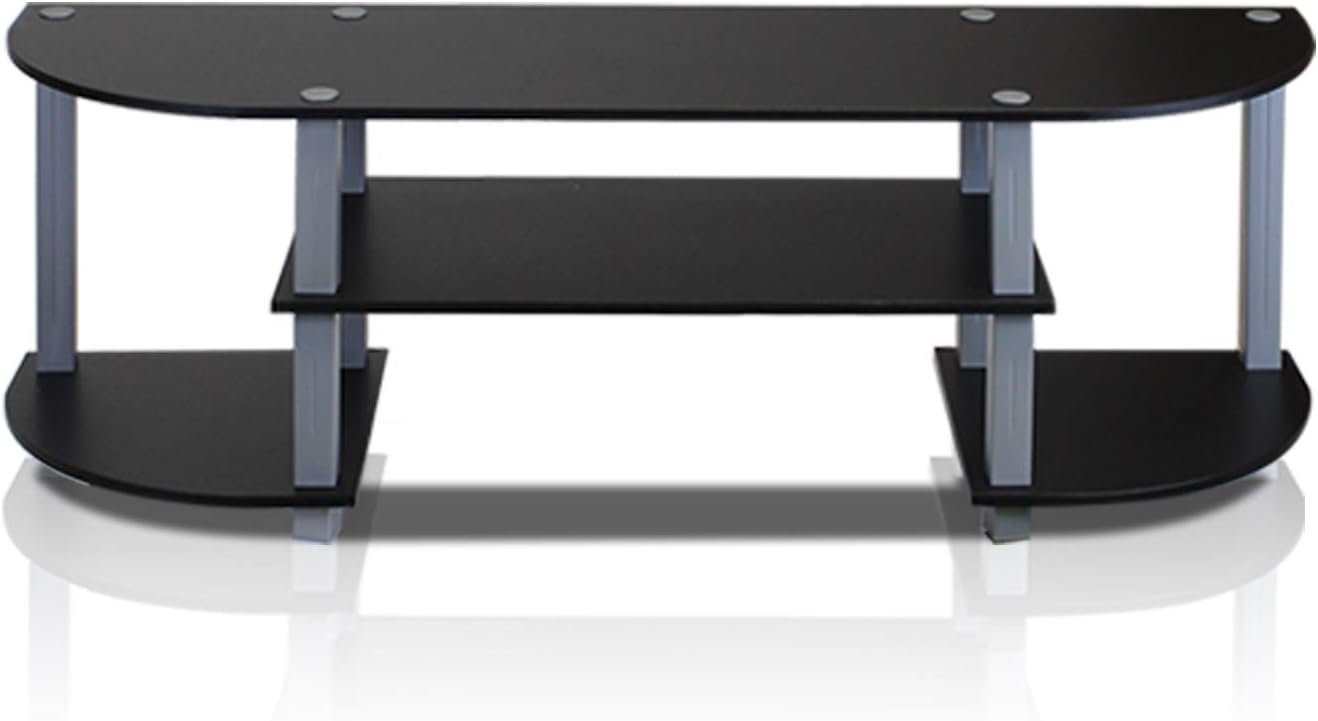Furinno Turn-S-Tube Wide TV Entertainment Center, Black/Grey & Simplistic End Table, Espresso/Black Pack of 2
