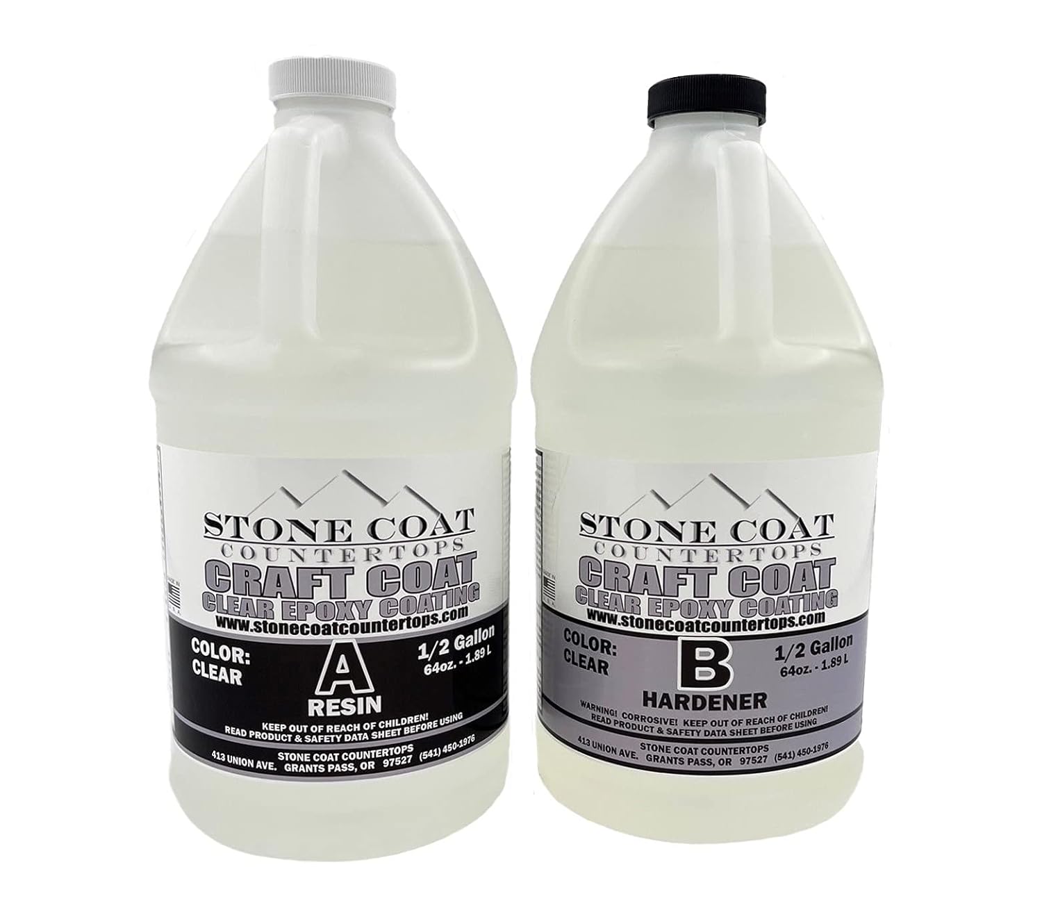 Craft Coat 1 Gallon Epoxy Kit (Stone Coat Countertops) – Learn to Use Epoxy with a Low-Cost DIY Epoxy Resin Kit! Clear and Colorable! Great for Sample Boards, Arts and Crafts, and More! Pack of 2