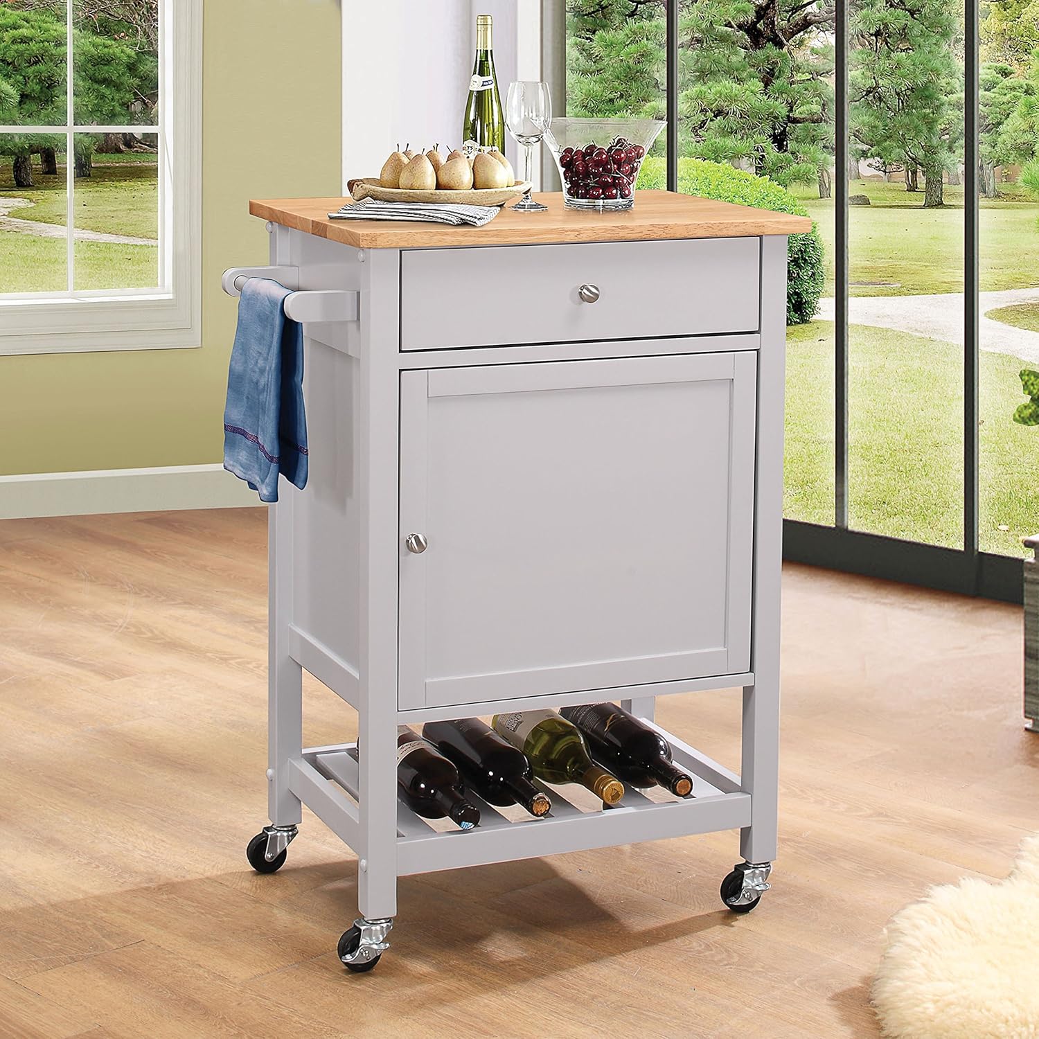 ACME Furniture Hoogzen Kitchen Cart, Stainless Steel/Gray