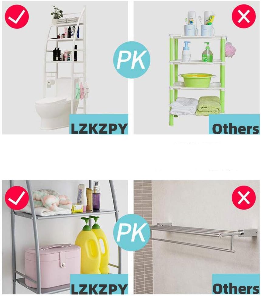 Space Saver Design Metal Storage Organizer Rack Freestanding Bathroom Shelf Magazine Basket （White-3） Pack of 2