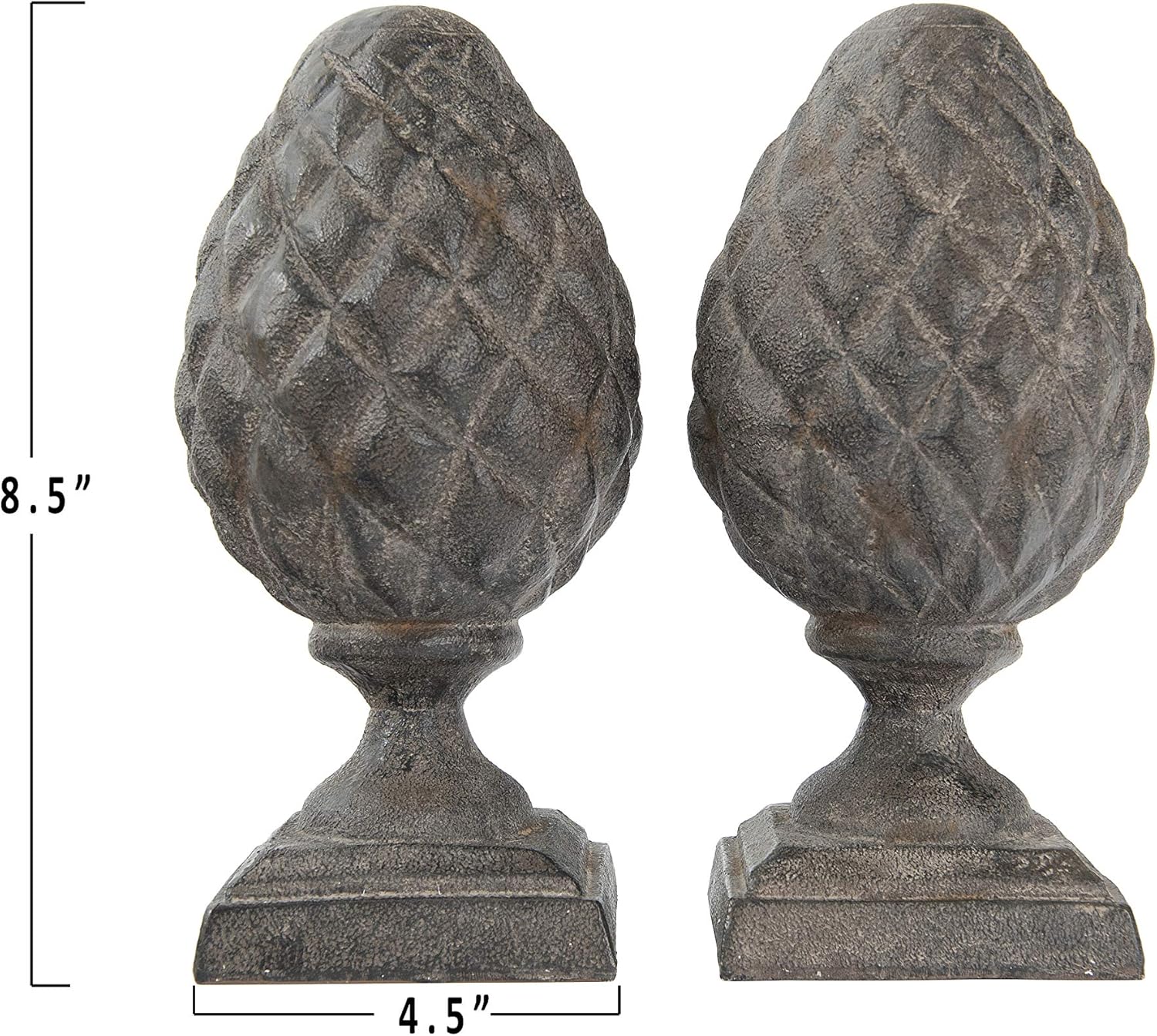 Creative Co-op EC0302 Resin Pinecone Finial Bookends, Black