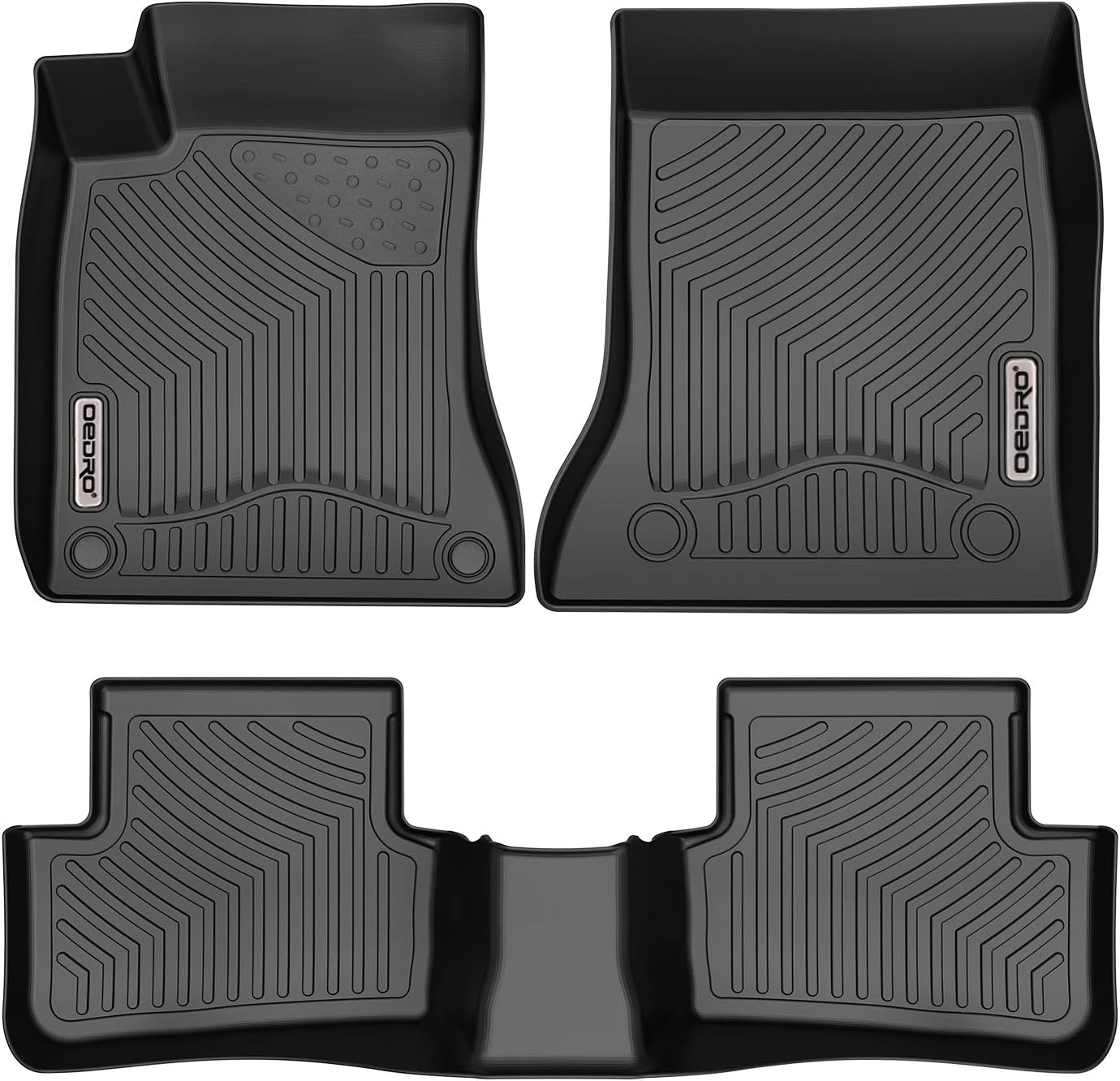 OEDRO Custom Fit Floor Mats for 2014-2019 Mercedes Benz CLA-Class/2015-2020 Benz GLA-Class, Black TPE All Weather Front & Rear 2 Row Liner Set