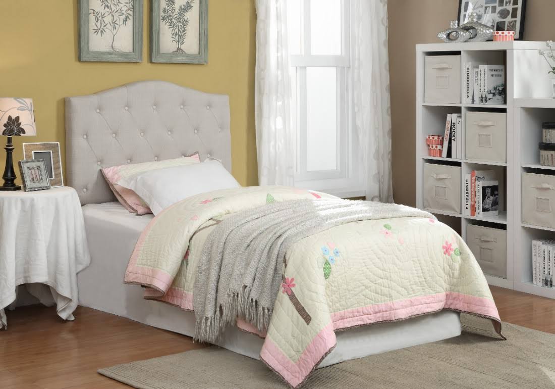 Furniture of America Afton Contemporary Camelback Tufted Twin Headboard in Ivory - Enitial Lab IDF-7989IV-HB-T