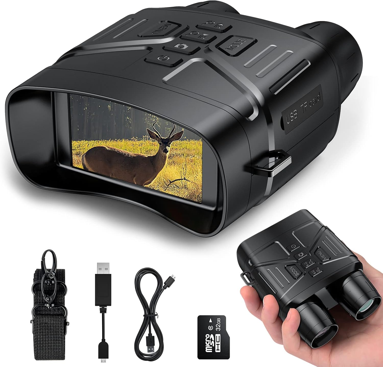 Anyork Night Vision Goggles for Hunting, 4K Infrared Night Vision Binoculars with Rechargeable Battery and Anti-Shake Motion Detection for Surveillance Tactical Gear