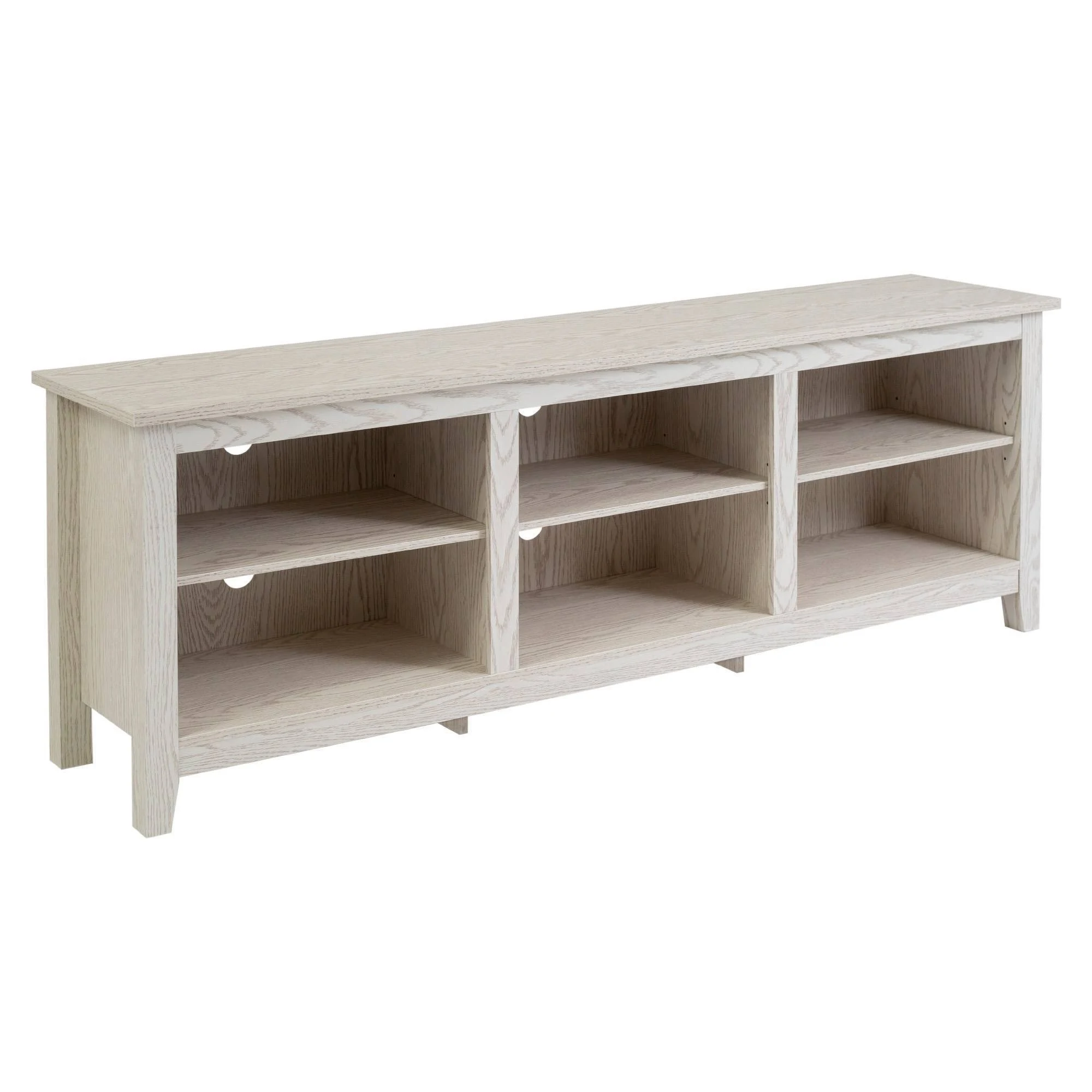 Wood Media Storage Console TV Stand for TVs Up to 80x22 White Wash - Saracina Home