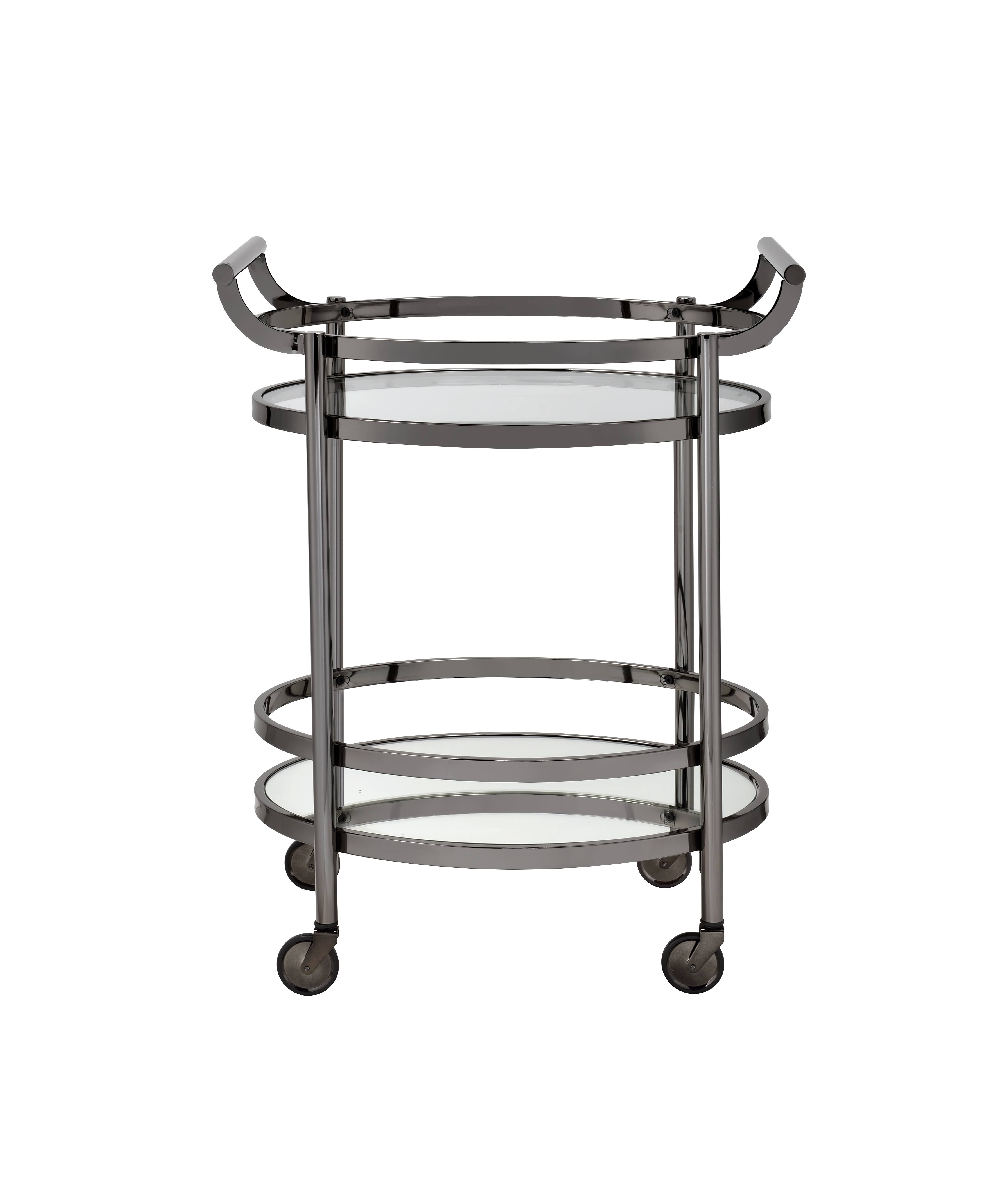 Acme Lakelyn Serving Cart Black Nickel u0026 Clear Glass