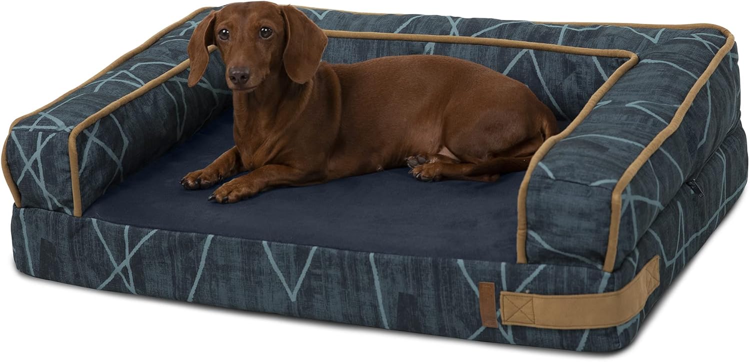Bark and Slumber Toby Triangles Black Medium Polyfill Sofa Style Dog Bed