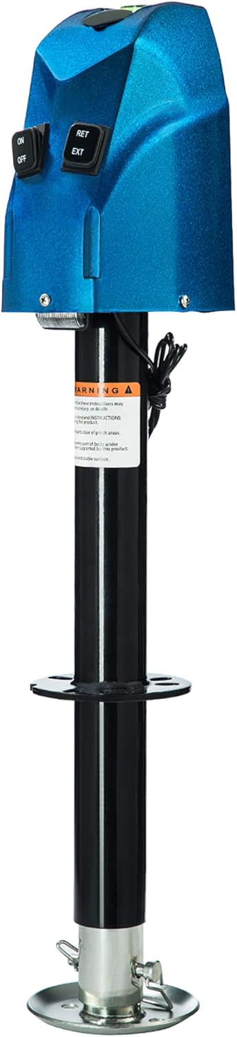 HOTSYSTEM 4000 lbs Electric Trailer Power A-Frame Tongue Jack with Drop Leg for RV Camper Traveler, 12V DC, Blue