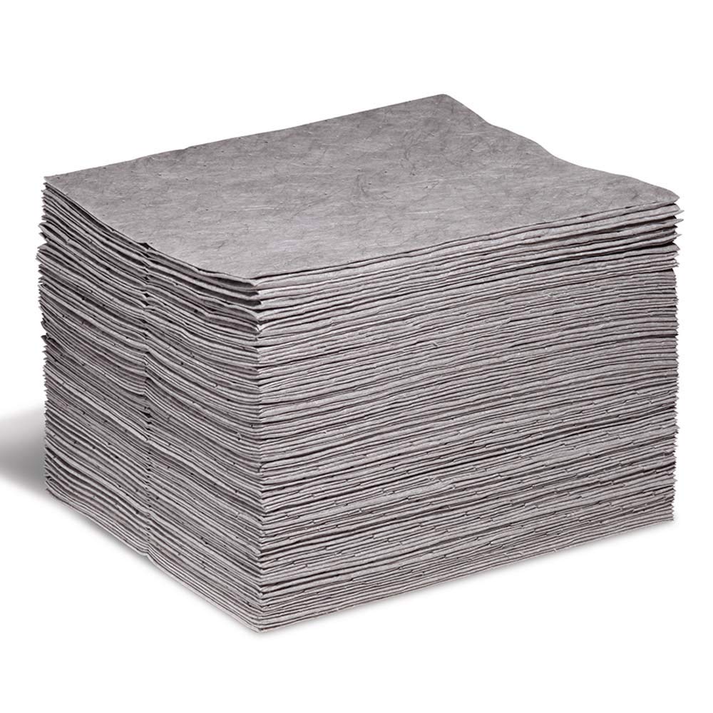 SpillTech Universal Contractor Grade Absorbent Mat Pad, Heavyweight, Polypropylene, 18&rdquo; x 15&rdquo; (L x W), Gray, Pack of 100 (GP-H)