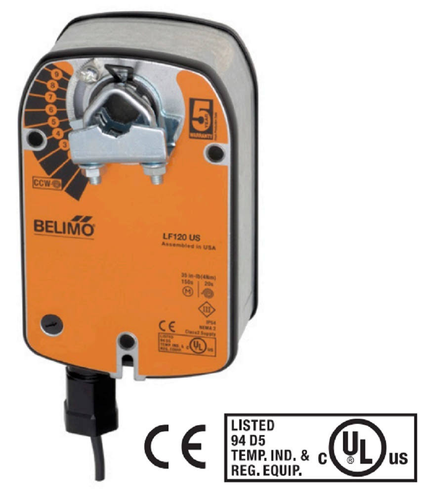 Belimo LF120 US Damper Control Actuator, Spring Return, No Aux Switch