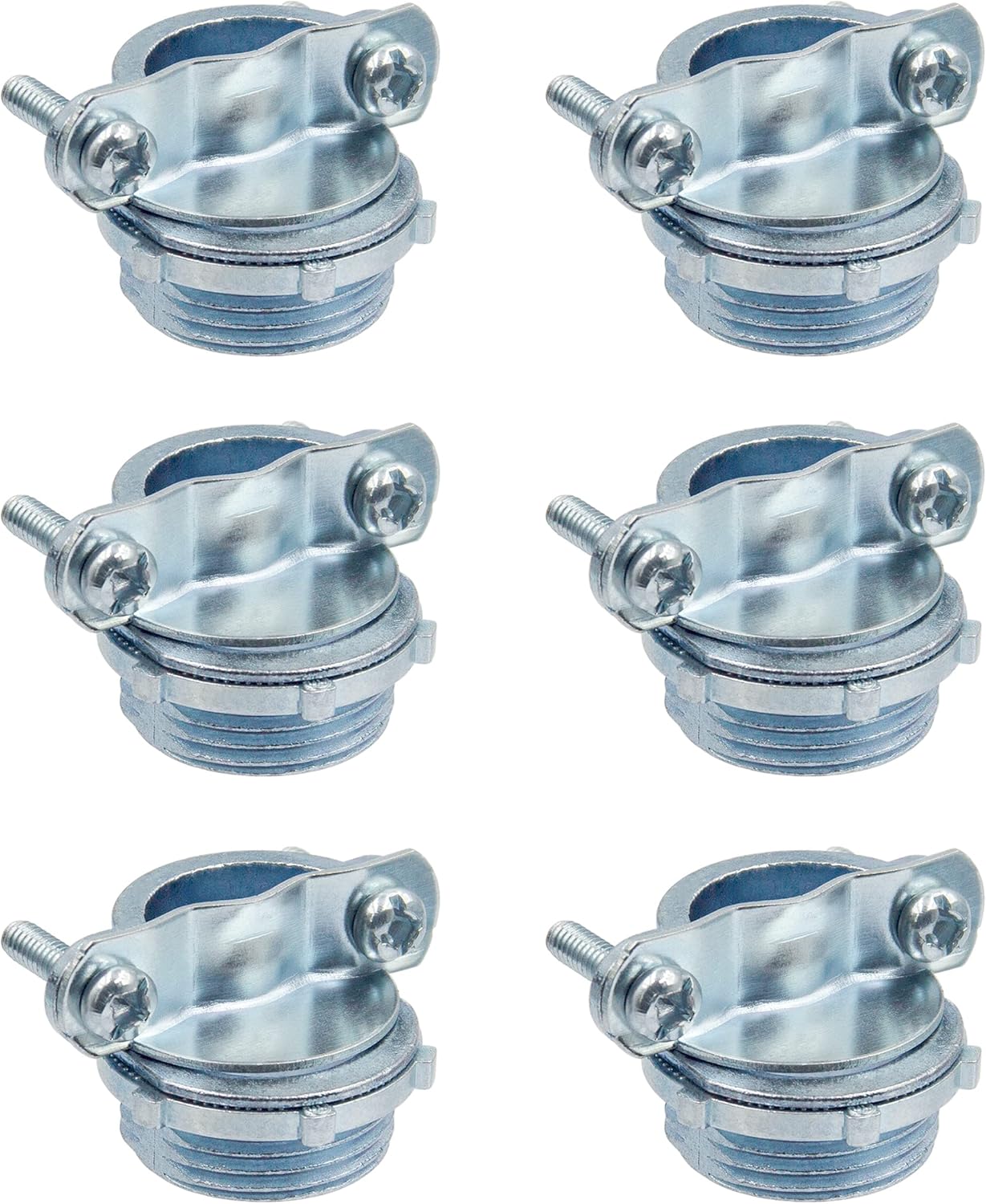 ISPINNER 6pcs 3/4 Inch Zinc Cable Connectors, Squeeze Type Cable Conduit Fittings for Non-metallic Sheathed Cables, Pack of 6 Pack of 2