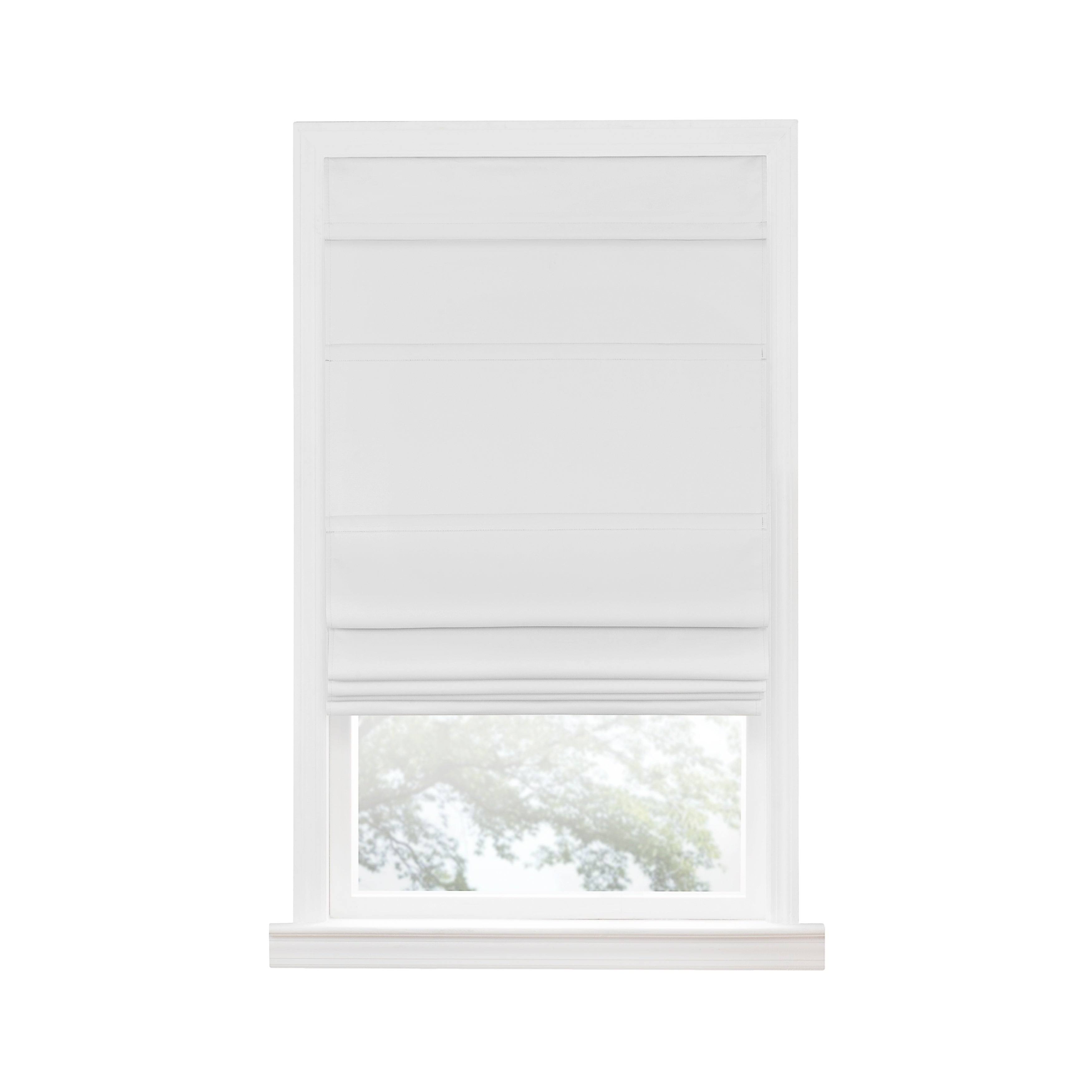 Porch u0026 den Blanton White Cordless Blackout Roman Shade - 33 W x 64 L Inches