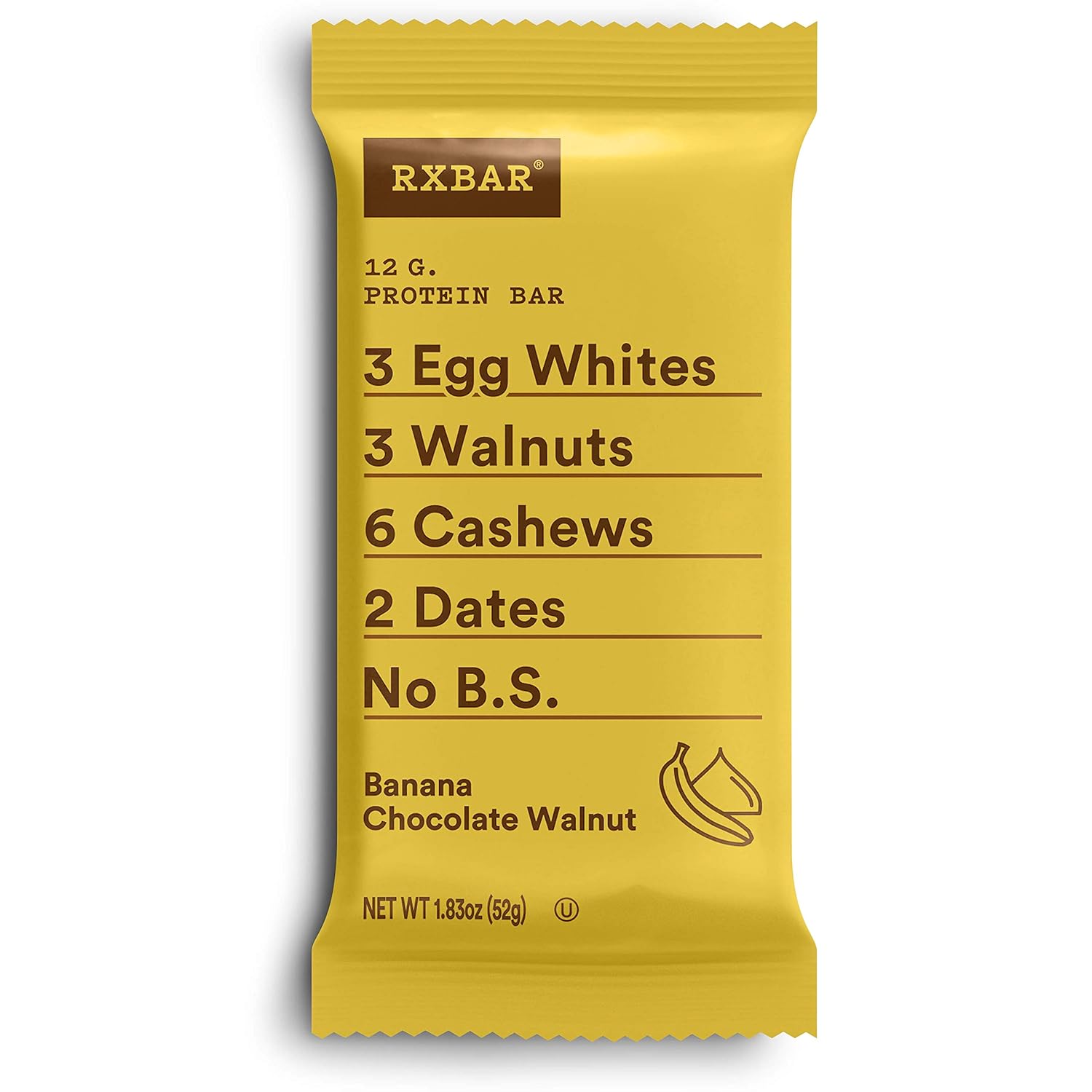 RXBAR, Banana Chocolate Walnut, Protein Bar, 1.83 Oz Bar, (24 Total Bars), High Protein Snack, Gluten Free Pack of 2