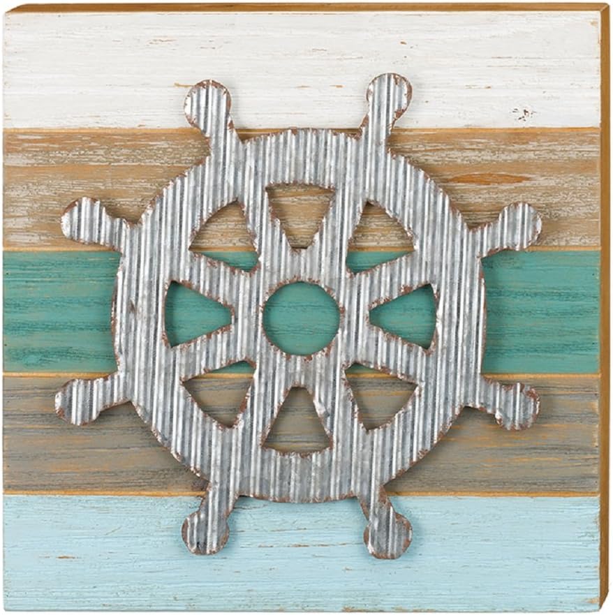 Regal Art & Gift 11956 Metal/Wood Ships Wheel 11.75 Inches X 1.5 Inches X 11.75 Inches Sanibel Wall Decor - Home Environment Pack of 2