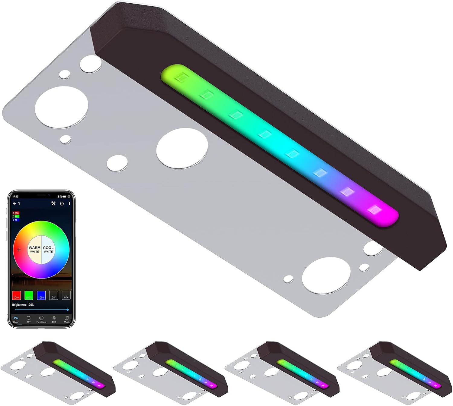 8-Pack Woark Smart Hardscape Lighting, Retaining Wall Lights, 3W 4 Inch, IP65 Waterproof Step Light, 12V Low Voltage AC/DC, Soft White 2700K, Compatible with Alexa & Google Assistant