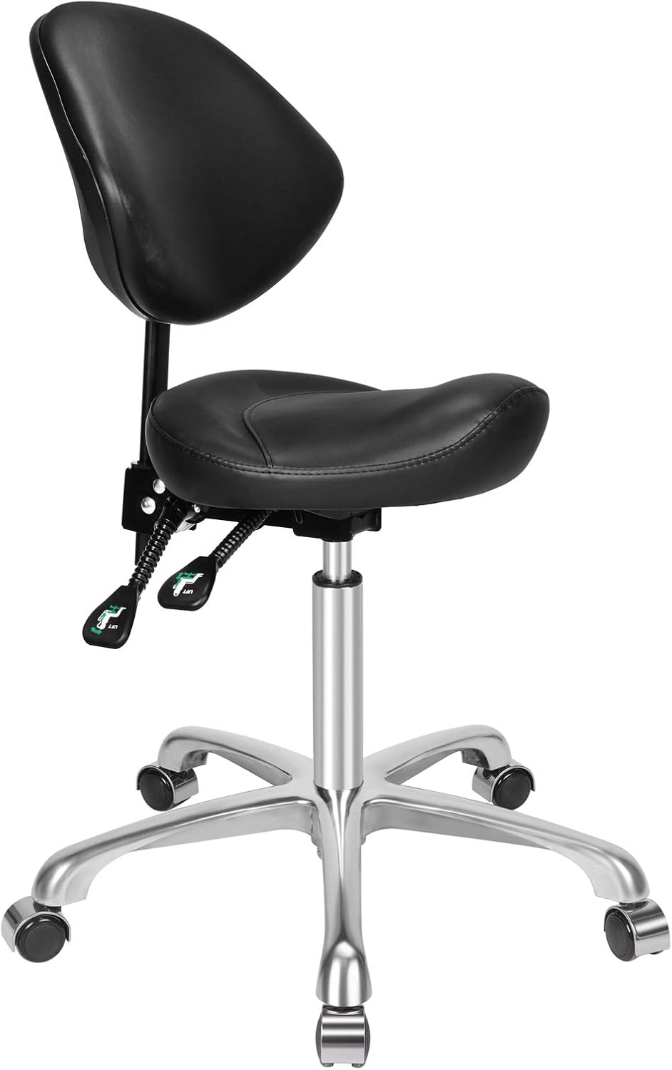 Kaleurrier Ergonomic Rolling Swivel Saddle Stool with Wheels,Hydraulic Pneumatic Lifting Lightweight Saddle Chair for Clinic Salon Massage Lab Kitchen Home Office (Nubuck, Without Back)