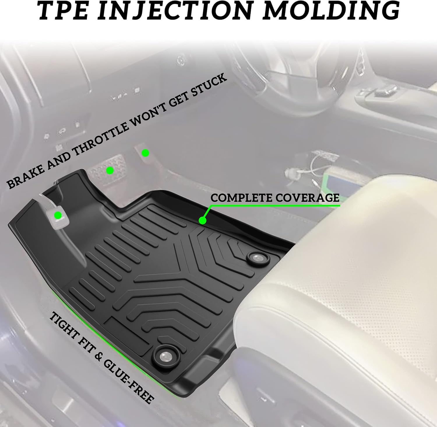 TPE Floor Mats for Lexus RX, KEWISAUTO Black 2 Row Floor Liner Set All Weather Protection Slush Mats for Lexus RX350 RX450h 2016-2021 Accessories