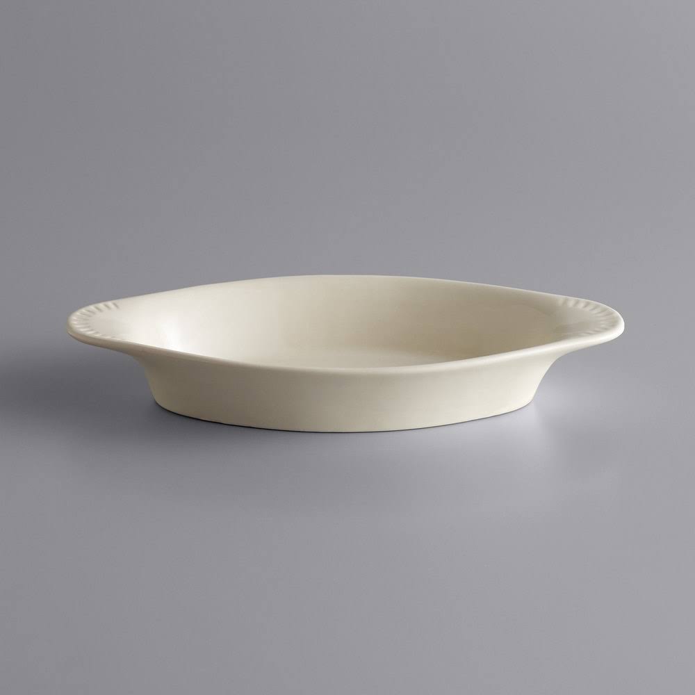 Acopa 15 oz. Ivory (American White) Oval Stoneware Rarebit - 12/Pack