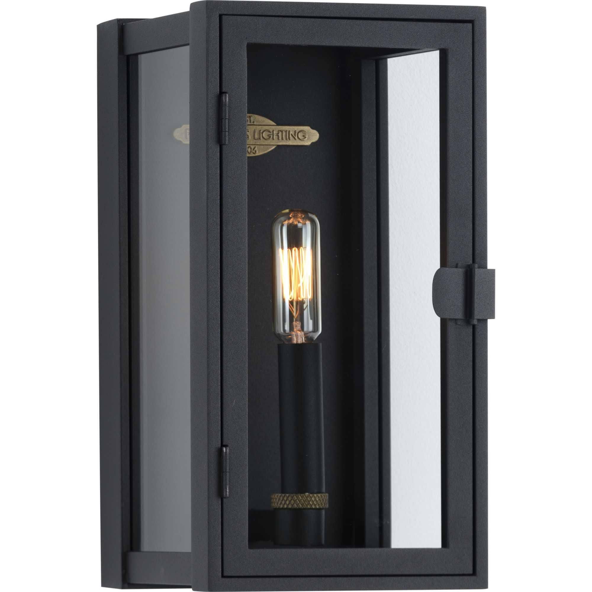 Progress P560267-031 Stature 1 Light 12 inch Textured Black Outdoor Wall Lantern