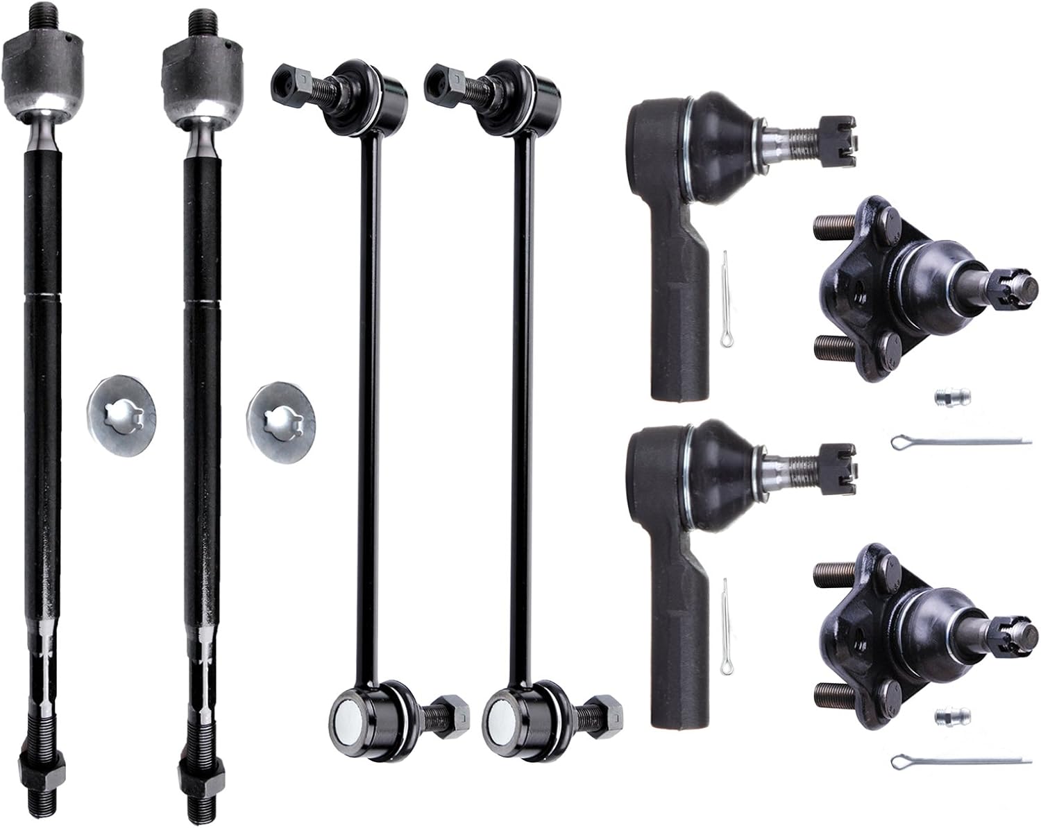 SCITOO 8pcs Front Suspension Kit - 4 Tie Rod End Inner Outer 2 Sway Bar Link 2 Lower Ball Joint Fit For Toyota Matrix For Pontiac Vibe 2003 2004 2005 2006 2007 2008 ES3713 EV800058 K90309 K80230
