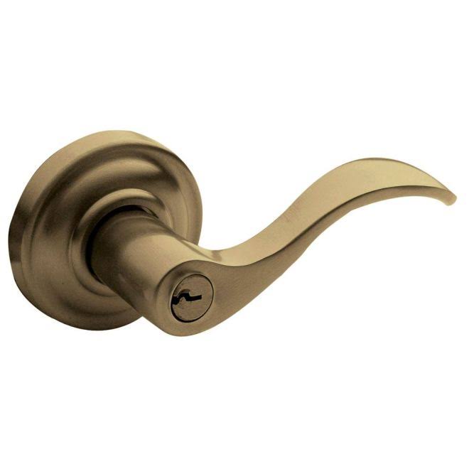 Baldwin Wave Lever Classic Rose Keyed Entry Standard Exit Satin Brass/Black LH
