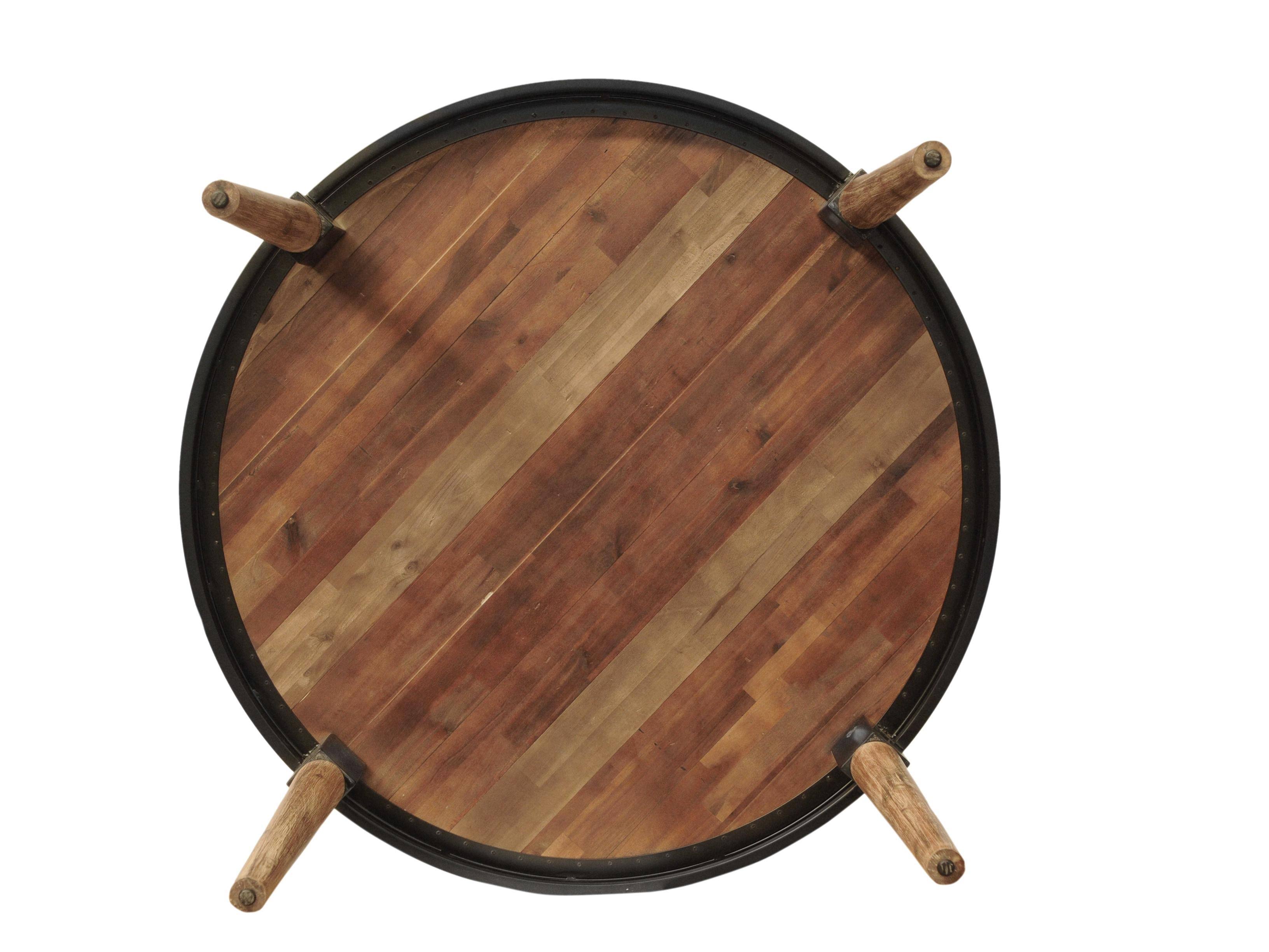 48x22 x 48x22 x 30x22 Metal Base Acacia Wood Dining Table