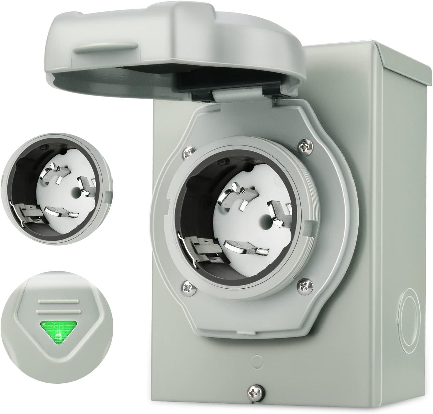 BlueFire 50 Amp Generator Power Inlet Box, NEMA 3R Power Inlet Box,125/250V, 12500W, Receptacle Generator Outlet for Outdoor 3 Prong Generator Cord Receptacle Transfer Switches Weatherproof ETL Listed