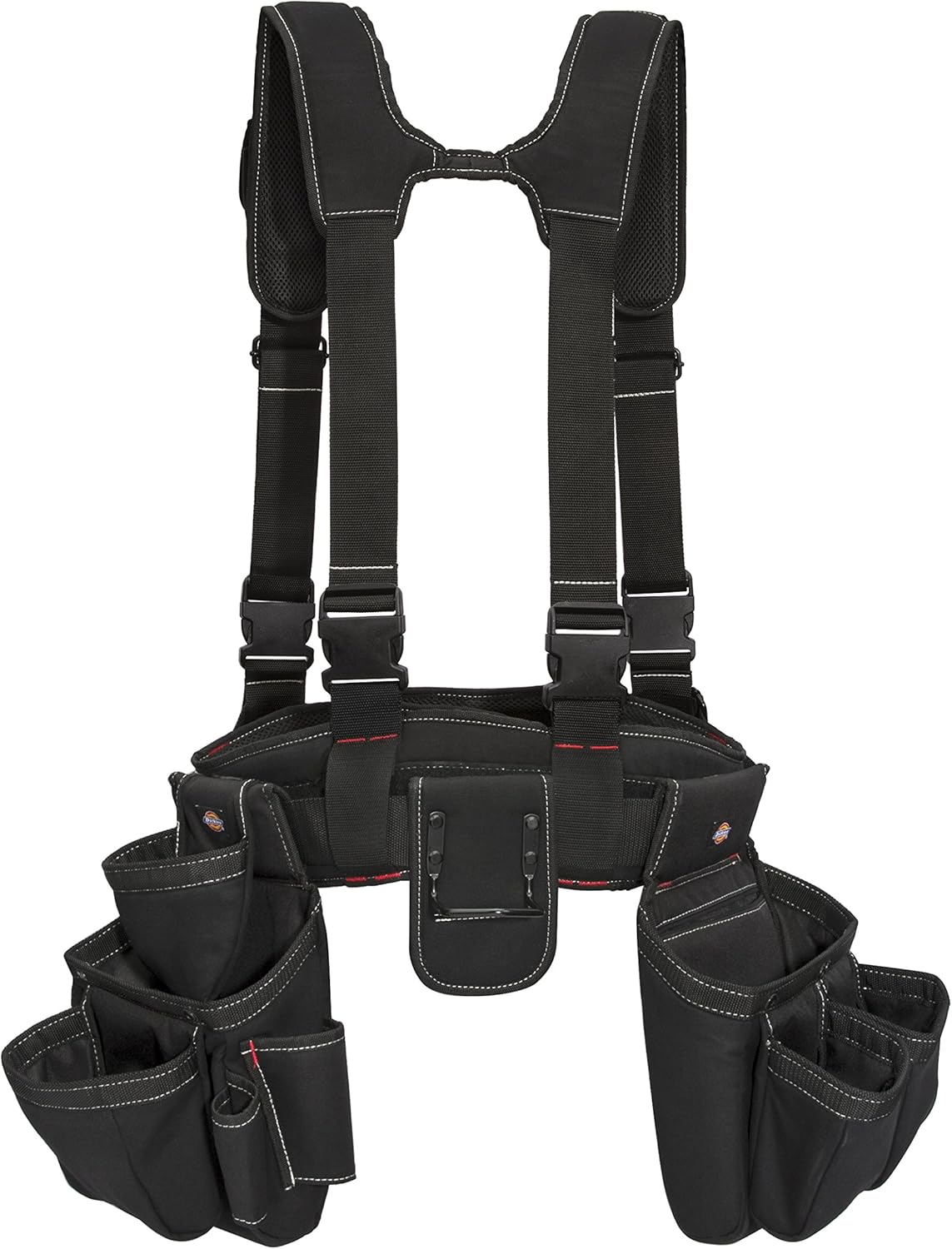 Dickies 4-Piece Carpenter's Rig, Padded Tool Belt Suspenders, Cooling Mesh, Tool Belt, Steel Buckle, Black