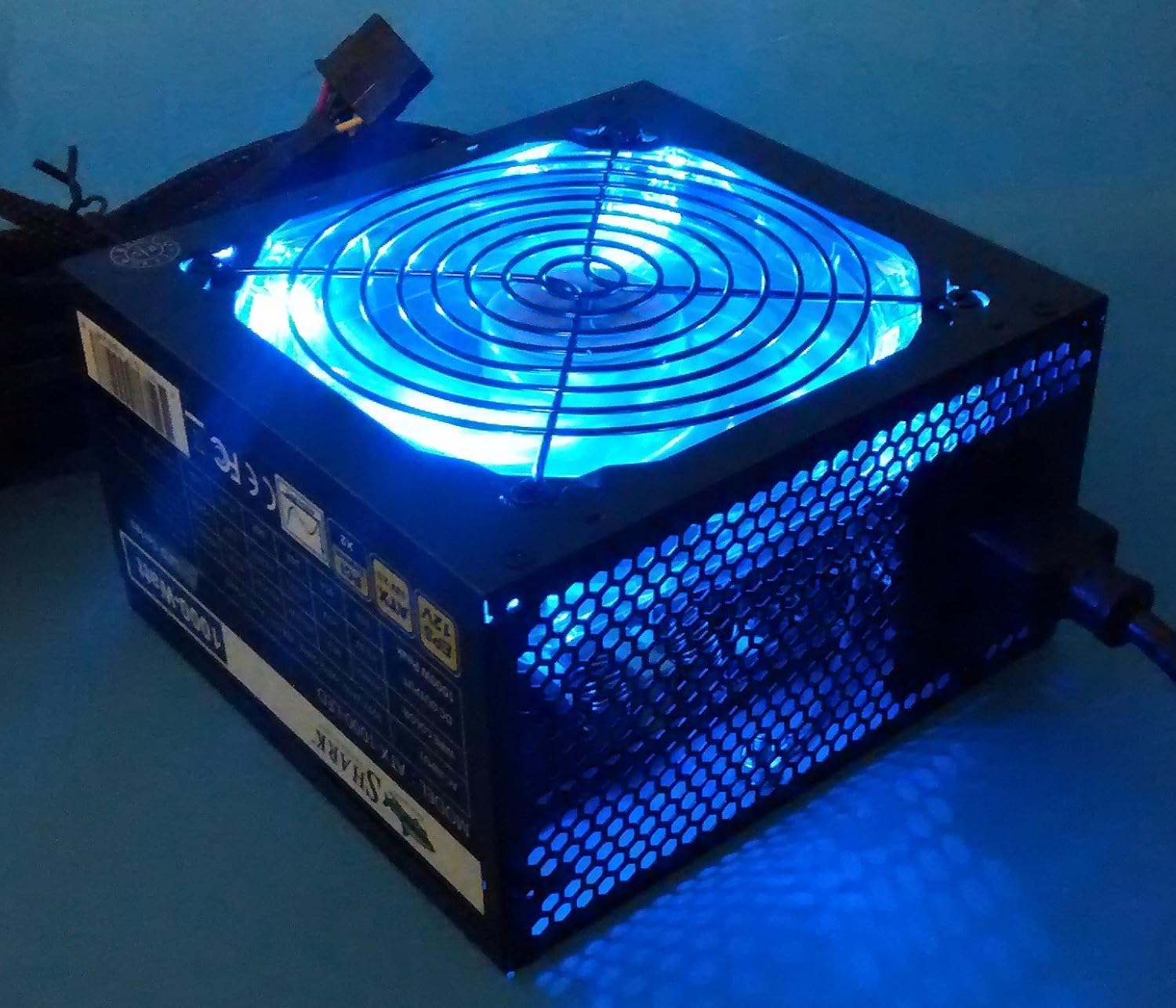 SHARK TECHNOLOGY&reg; ATX-1000-LED Silent 1000W 120mm Blue LED Fan Active PFC Dual PCI-E Gaming PC ATX Power Supply
