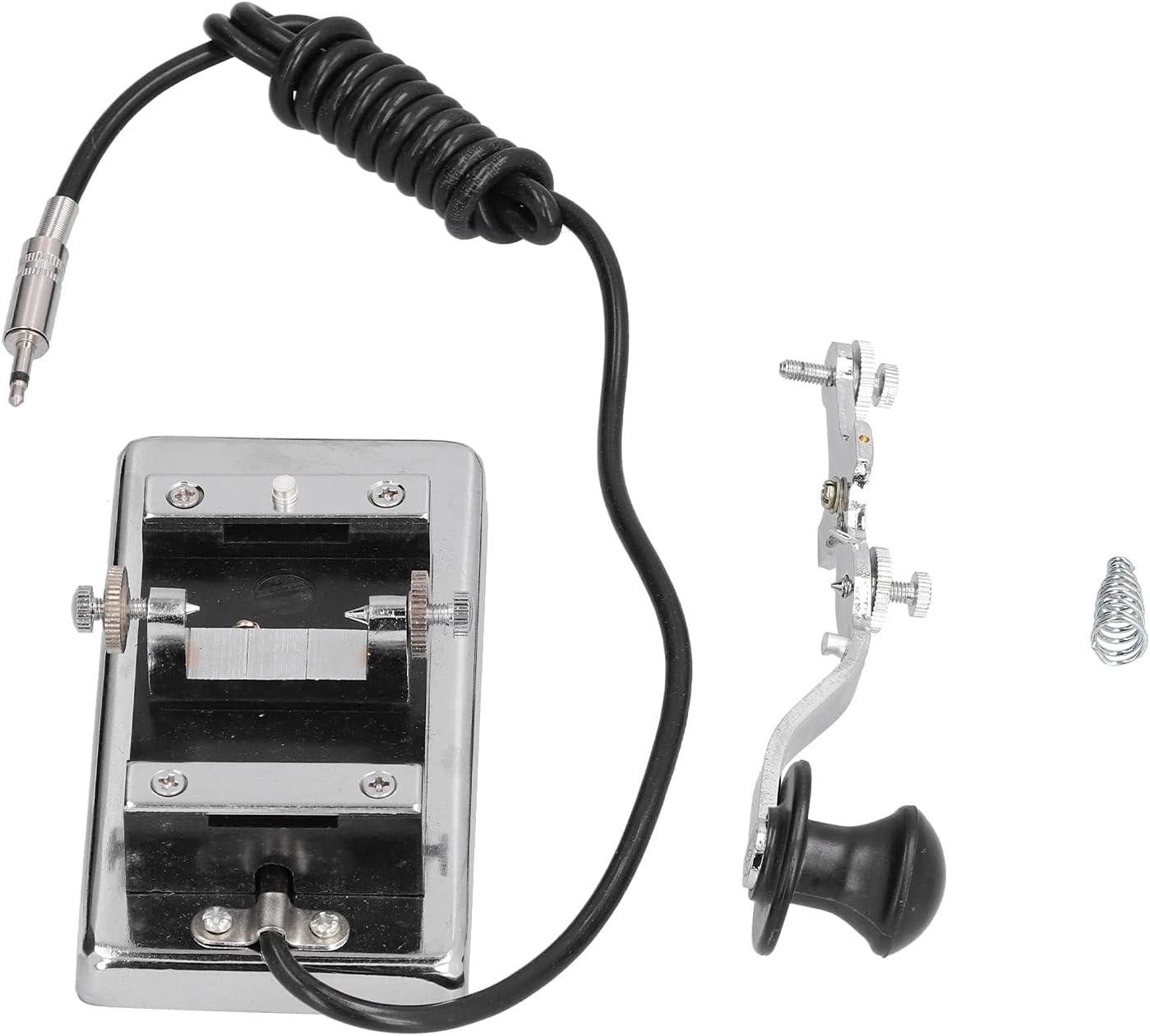 Morse Key Eujgoov HY-K4 Stainless Steel CW Telegraph Key DIY Telegraphing Key for Shortwave Radio Communication Teaching