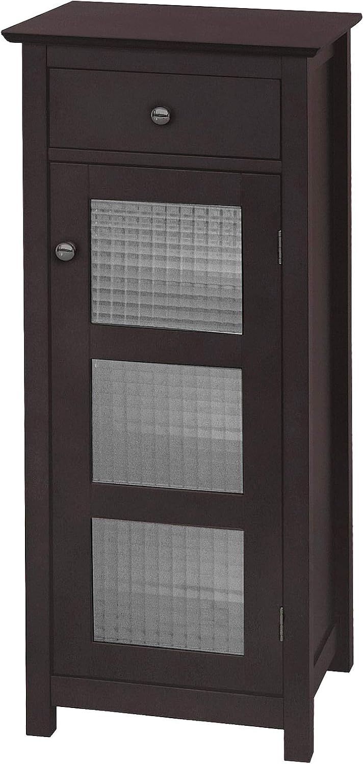 Elegant Home Fashions Chesterfield Collection Floor Cabinet with One Door and One Drawer, Espresso Pack of 2