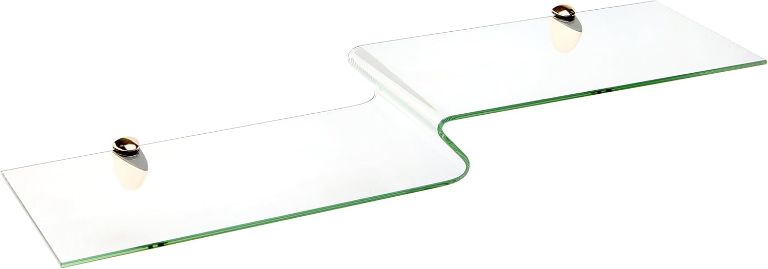 Spancraft Glass Kingbird Bent Glass Shelf, Chrome Bracket, 8 x 32 Pack of 2