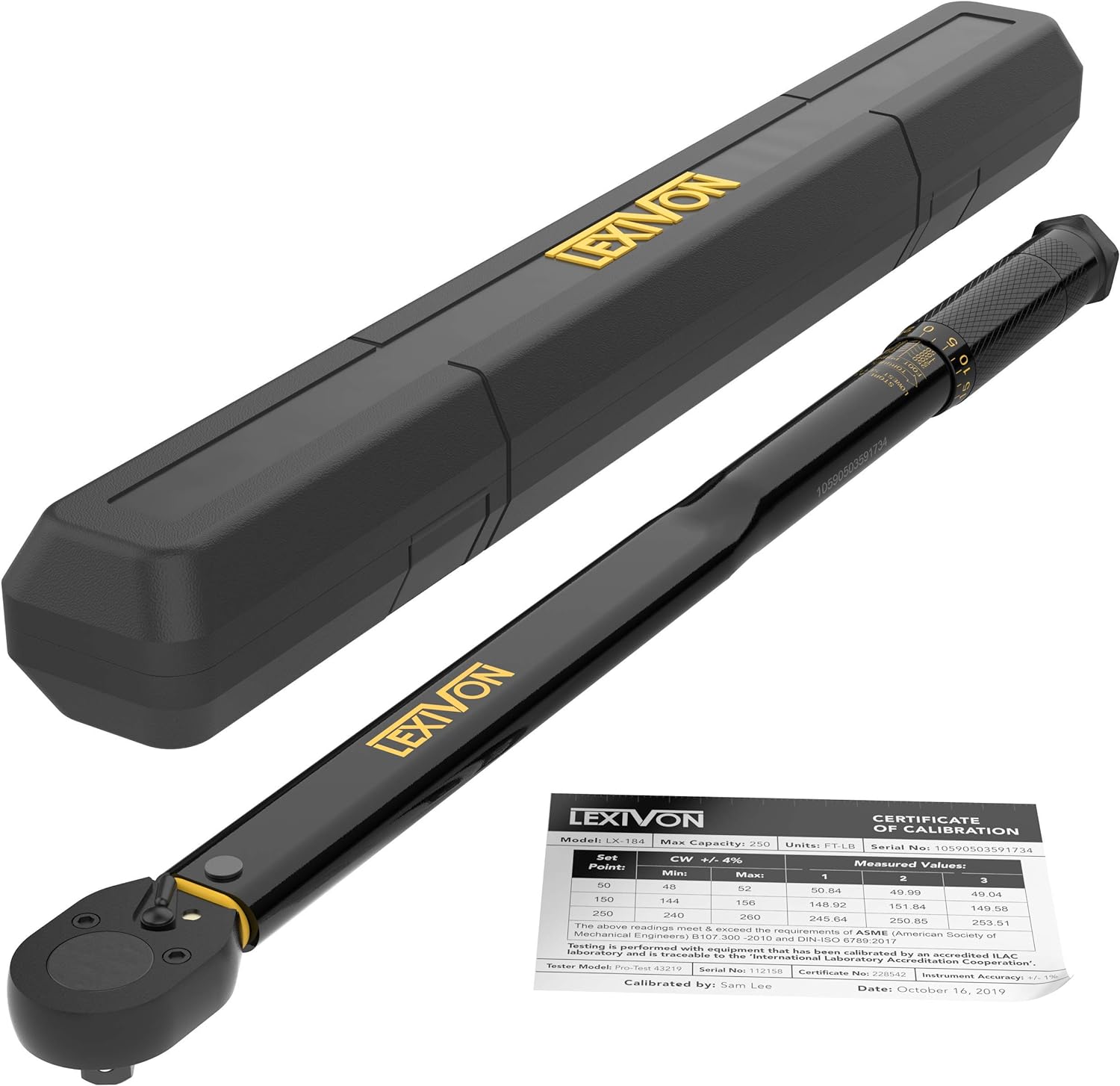LEXIVON 1/2-Inch Drive Click Torque Wrench 25-250 Ft-Lb/33.9-338.9 Nm (LX-184) Pack of 2