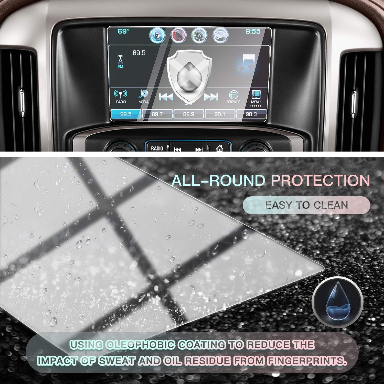 CDEFG for 2014-2020 2021 Silverado 1500HD 2500HD 3500HD MyLink Car Navigation Touch Screen Protector, HD Clear TEMPERED GLASS 9H Scratch Resistance (8 Inch) Pack of 2