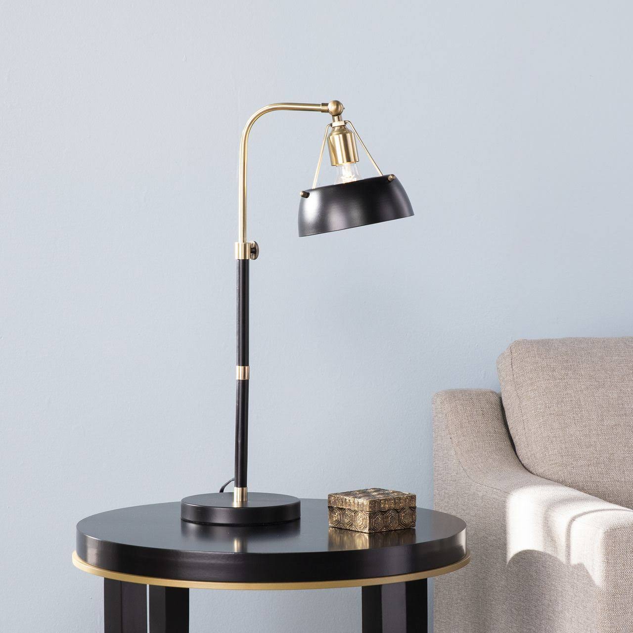 Southern Enterpises Renmarco Adjustable Table Lamp in Black/Brass