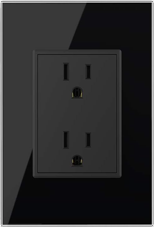 LIVOLO White US Standard Vertical Duplex Receptacle Electrical Outlets (4 Pack） with Tempered Glass Panel(15A),AC 110~220V